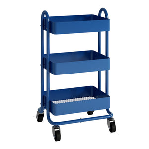 Carrello da Cucina 'Pyhäntä' in Acciaio con 3 Contenitori - Blu [en.casa]