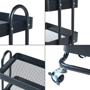 Carrello da Stoccaggio Pyhäntä con 4 Contenitori - Acciaio Nero [en.casa]