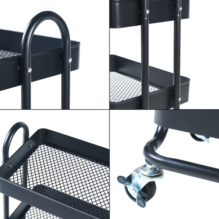 Carrello da Stoccaggio Pyhäntä con 4 Contenitori - Acciaio Nero [en.casa]