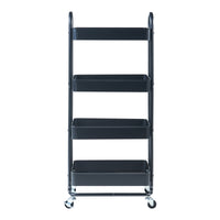 Carrello da Stoccaggio Pyhäntä con 4 Contenitori - Acciaio Nero [en.casa]