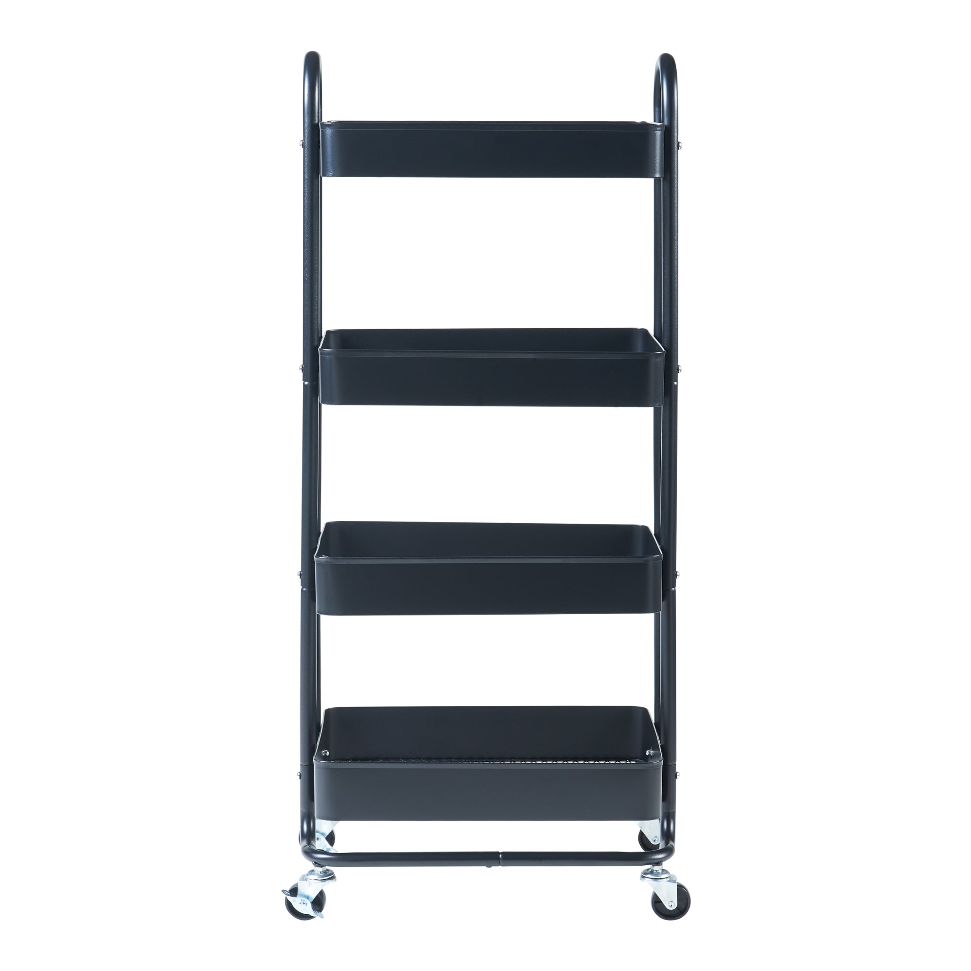 Carrello da Stoccaggio Pyhäntä con 4 Contenitori - Acciaio Nero [en.casa]