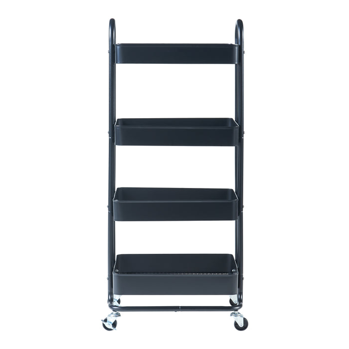 Carrello da Stoccaggio Pyhäntä con 4 Contenitori - Acciaio Nero [en.casa]