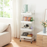 Carrello da Stoccaggio Pyhäntä con 4 Contenitori - Acciaio Bianco [en.casa]