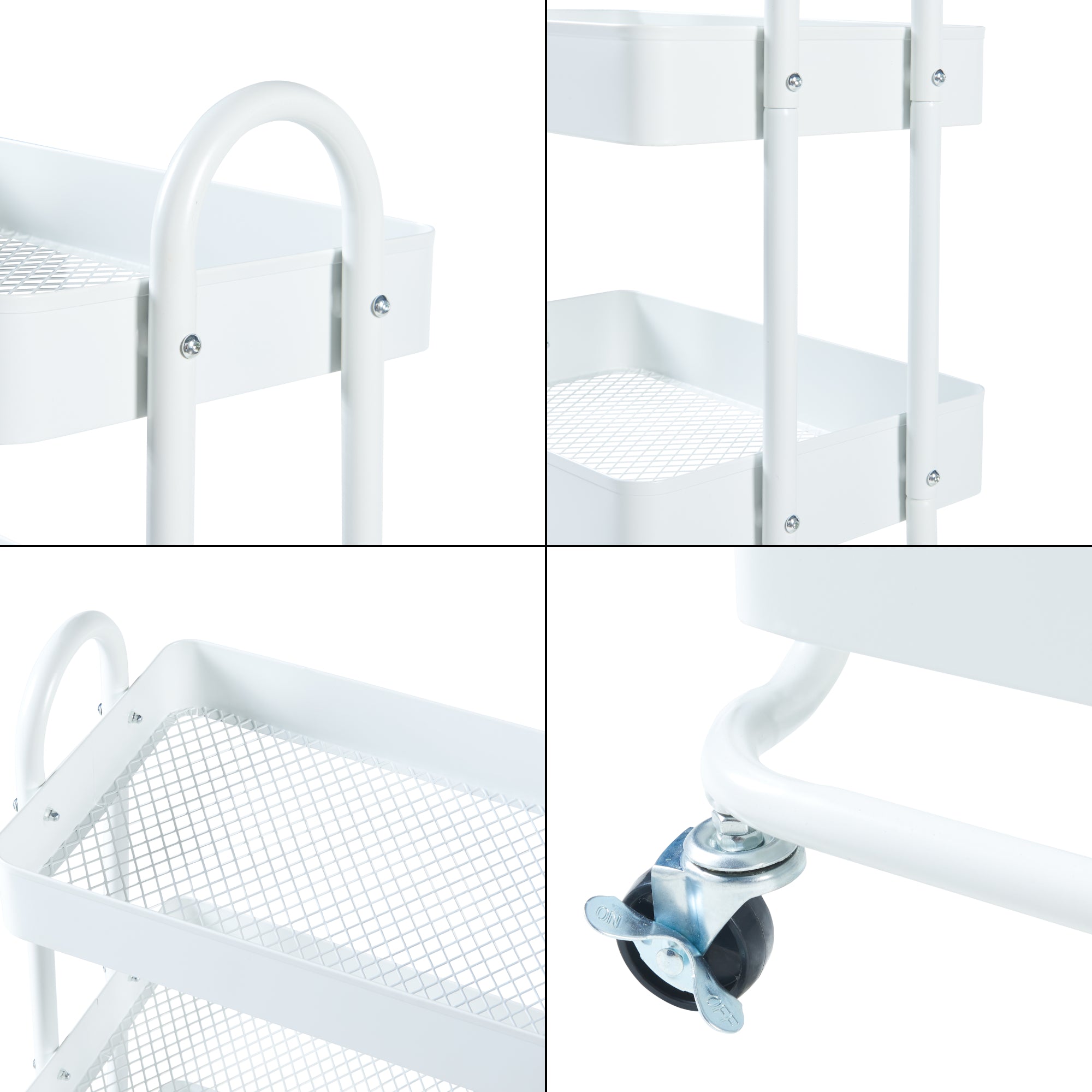 Carrello da Stoccaggio Pyhäntä con 4 Contenitori - Acciaio Bianco [en.casa]