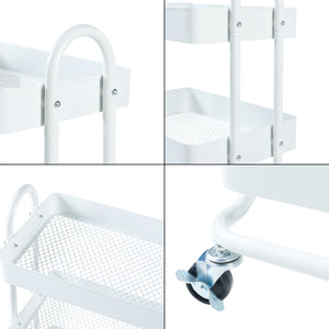 Carrello da Stoccaggio Pyhäntä con 4 Contenitori - Acciaio Bianco [en.casa]