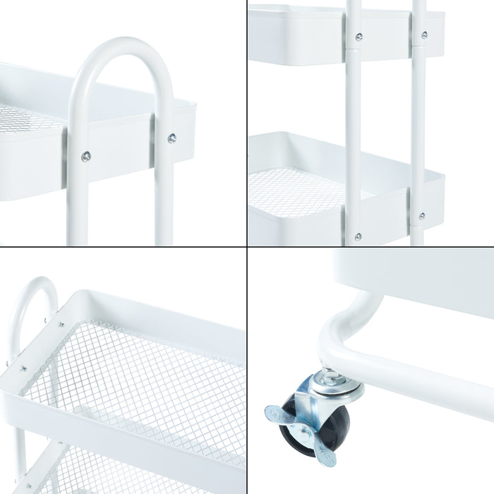 Carrello da Stoccaggio Pyhäntä con 4 Contenitori - Acciaio Bianco [en.casa]