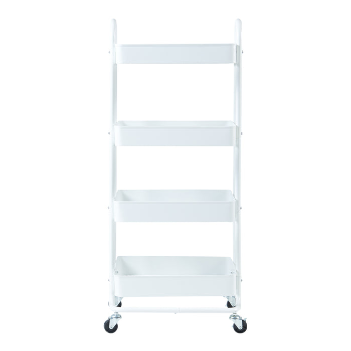 Carrello da Stoccaggio Pyhäntä con 4 Contenitori - Acciaio Bianco [en.casa]