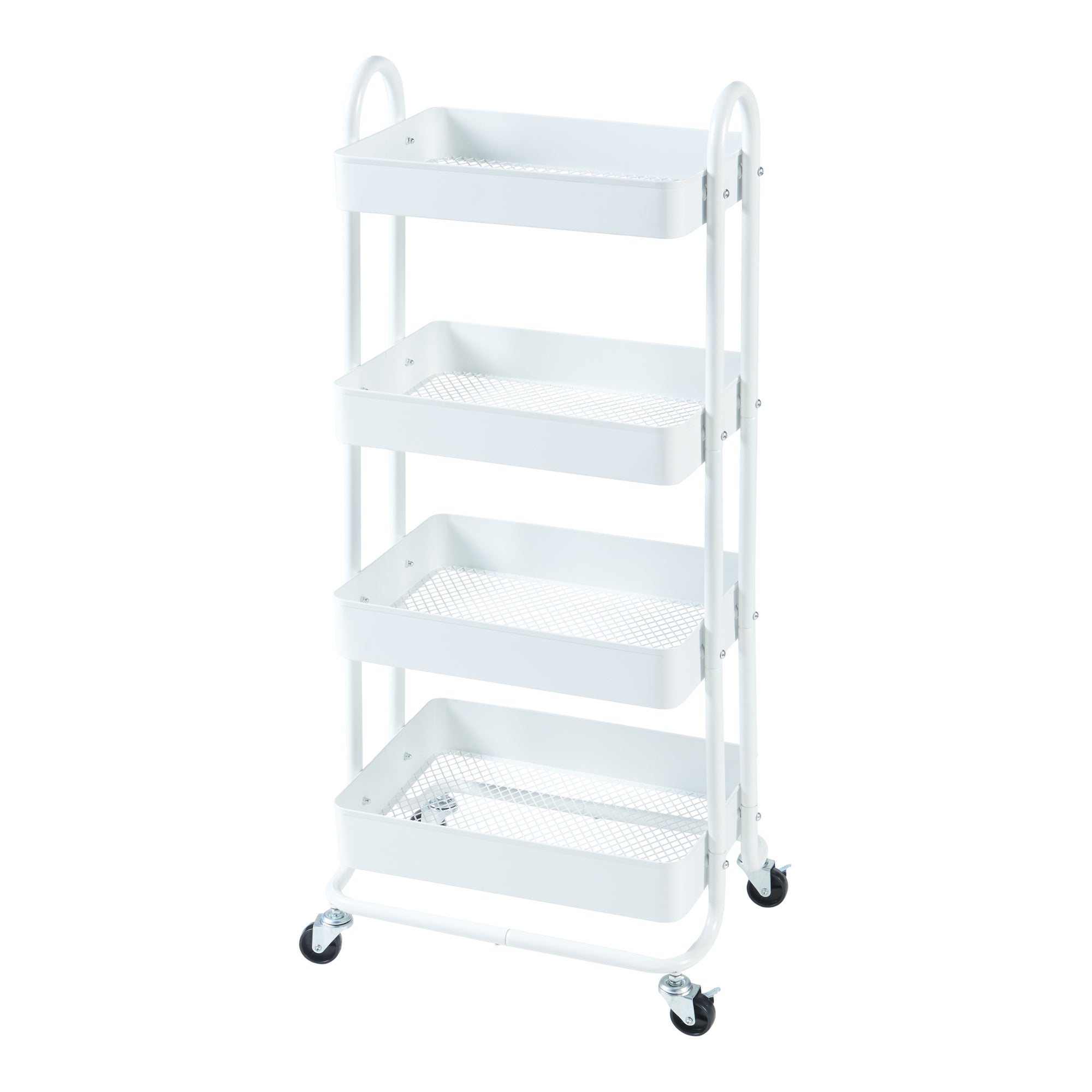 Carrello da Stoccaggio Pyhäntä con 4 Contenitori - Acciaio Bianco [en.casa]