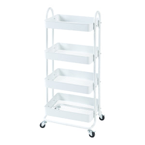 Carrello da Stoccaggio Pyhäntä con 4 Contenitori - Acciaio Bianco [en.casa]