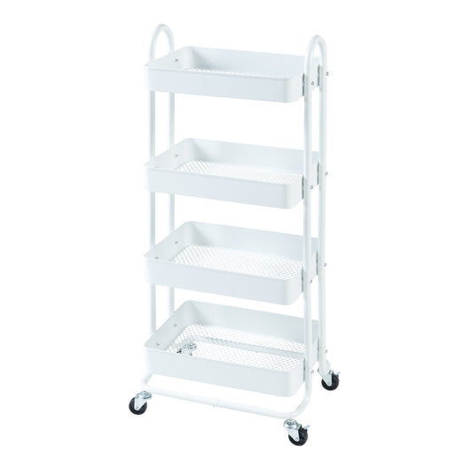 Carrello da Stoccaggio Pyhäntä con 4 Contenitori - Acciaio Bianco [en.casa]