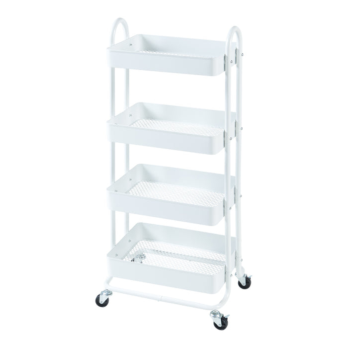 Carrello da Stoccaggio Pyhäntä con 4 Contenitori - Acciaio Bianco [en.casa]