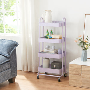 Carrello da Stoccaggio Pyhäntä con 4 Contenitori - Acciaio Lilla [en.casa]