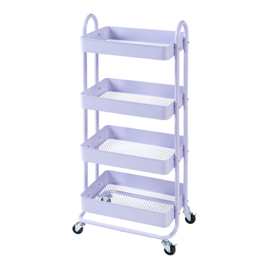 Carrello da Stoccaggio Pyhäntä con 4 Contenitori - Acciaio Lilla [en.casa]