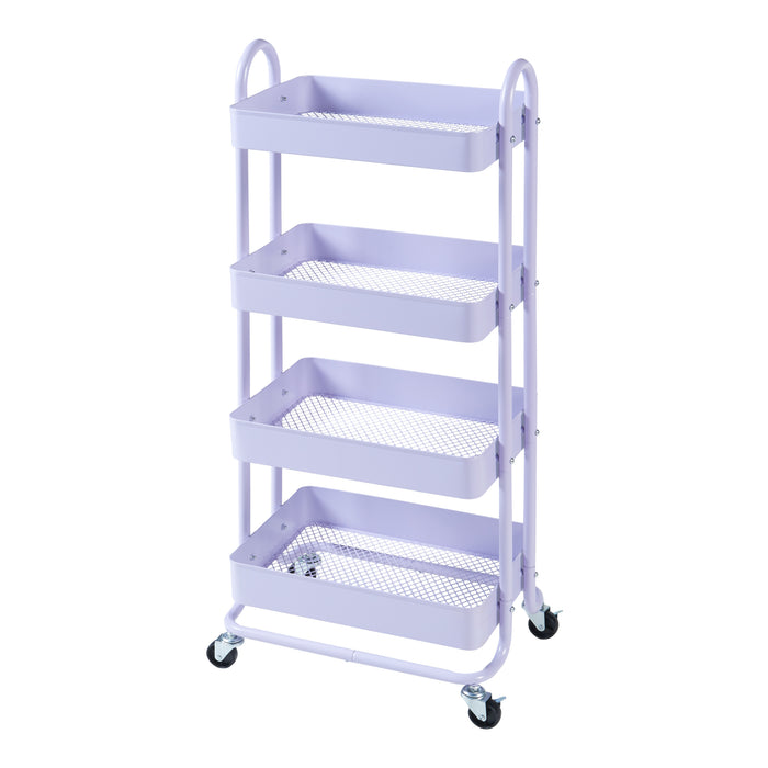 Carrello da Stoccaggio Pyhäntä con 4 Contenitori - Acciaio Lilla [en.casa]