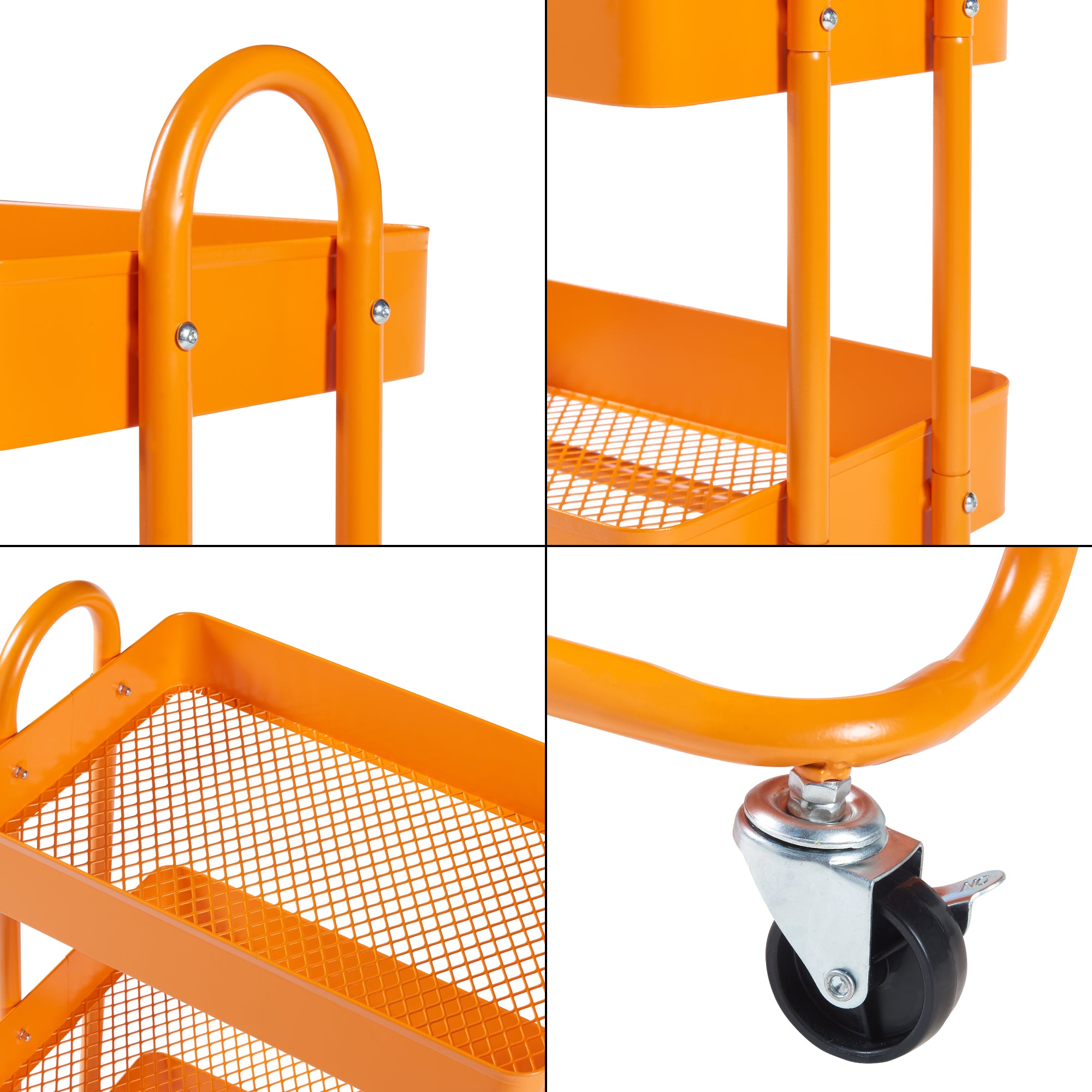 Carrello da Stoccaggio Pyhäntä con 4 Contenitori - Acciaio Arancione [en.casa]