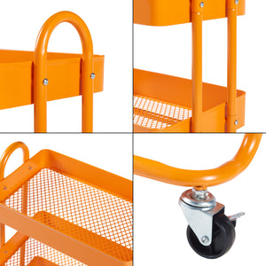 Carrello da Stoccaggio Pyhäntä con 4 Contenitori - Acciaio Arancione [en.casa]