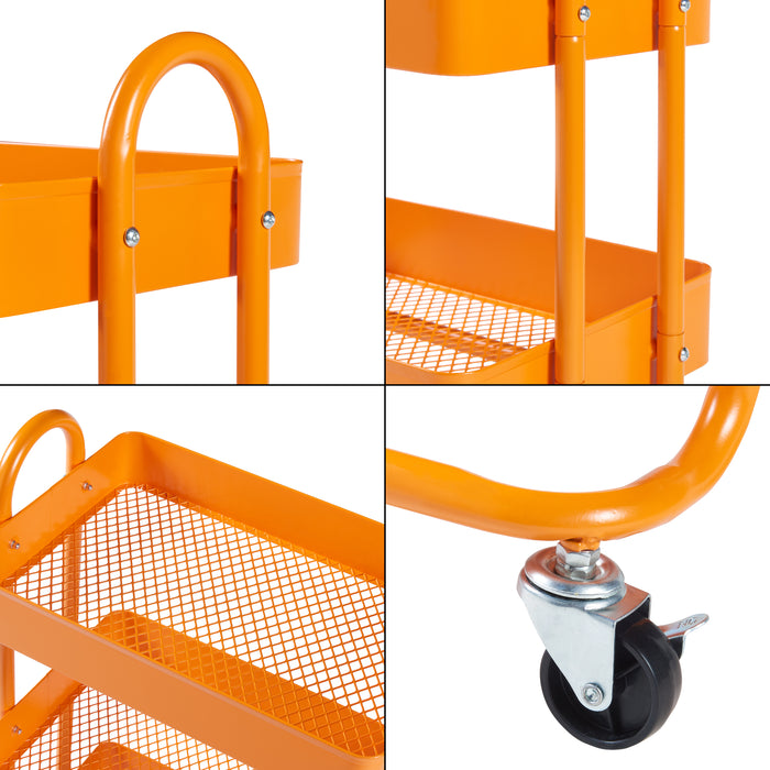 Carrello da Stoccaggio Pyhäntä con 4 Contenitori - Acciaio Arancione [en.casa]