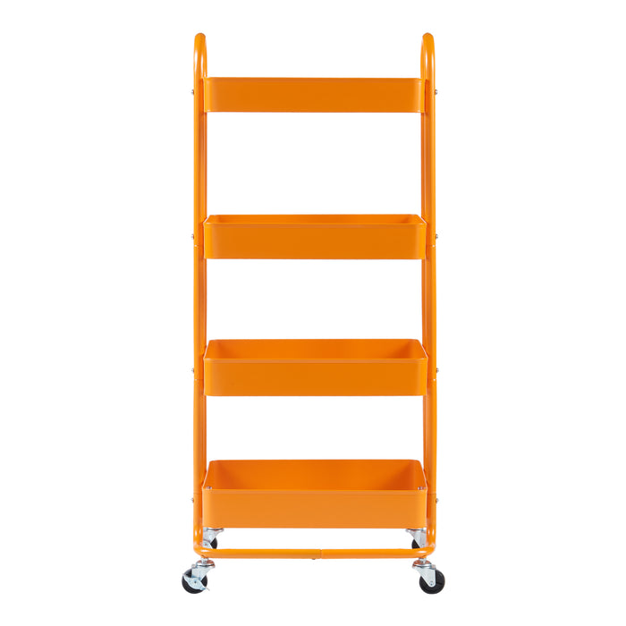 Carrello da Stoccaggio Pyhäntä con 4 Contenitori - Acciaio Arancione [en.casa]