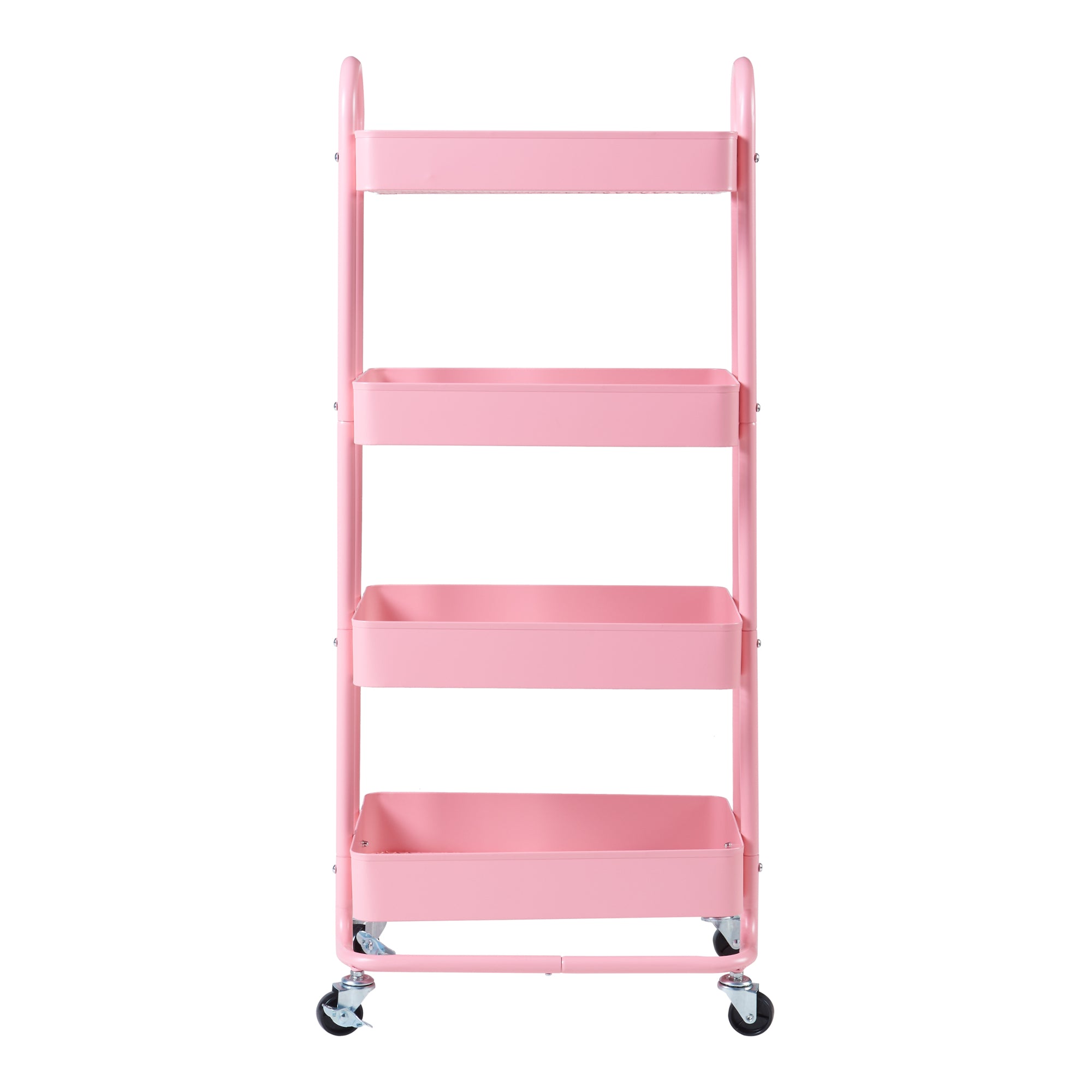 Carrello da Stoccaggio Pyhäntä con 4 Contenitori - Acciaio Rosa [en.casa]