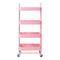 Carrello da Stoccaggio Pyhäntä con 4 Contenitori - Acciaio Rosa [en.casa]