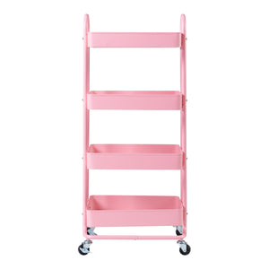 Carrello da Stoccaggio Pyhäntä con 4 Contenitori - Acciaio Rosa [en.casa]