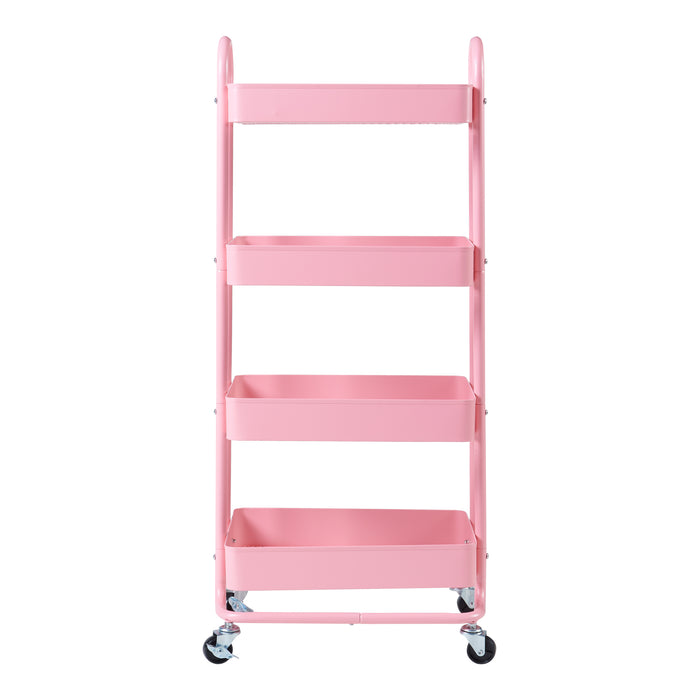 Carrello da Stoccaggio Pyhäntä con 4 Contenitori - Acciaio Rosa [en.casa]