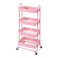 Carrello da Stoccaggio Pyhäntä con 4 Contenitori - Acciaio Rosa [en.casa]