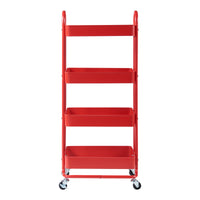 Carrello da Stoccaggio Pyhäntä con 4 Contenitori - Acciaio Rosso [en.casa]