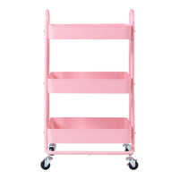 Carrello da Stoccaggio Pyhäntä con 3 Contenitori - Acciaio Rosa [en.casa]