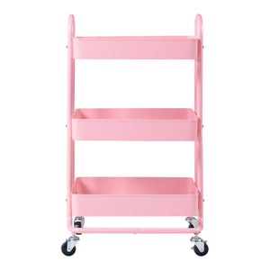 Carrello da Stoccaggio Pyhäntä con 3 Contenitori - Acciaio Rosa [en.casa]