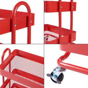 Carrello da Stoccaggio Pyhäntä con 3 Contenitori - Acciaio Rosso [en.casa]