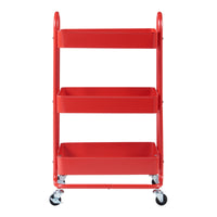 Carrello da Stoccaggio Pyhäntä con 3 Contenitori - Acciaio Rosso [en.casa]