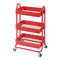 Carrello da Stoccaggio Pyhäntä con 3 Contenitori - Acciaio Rosso [en.casa]