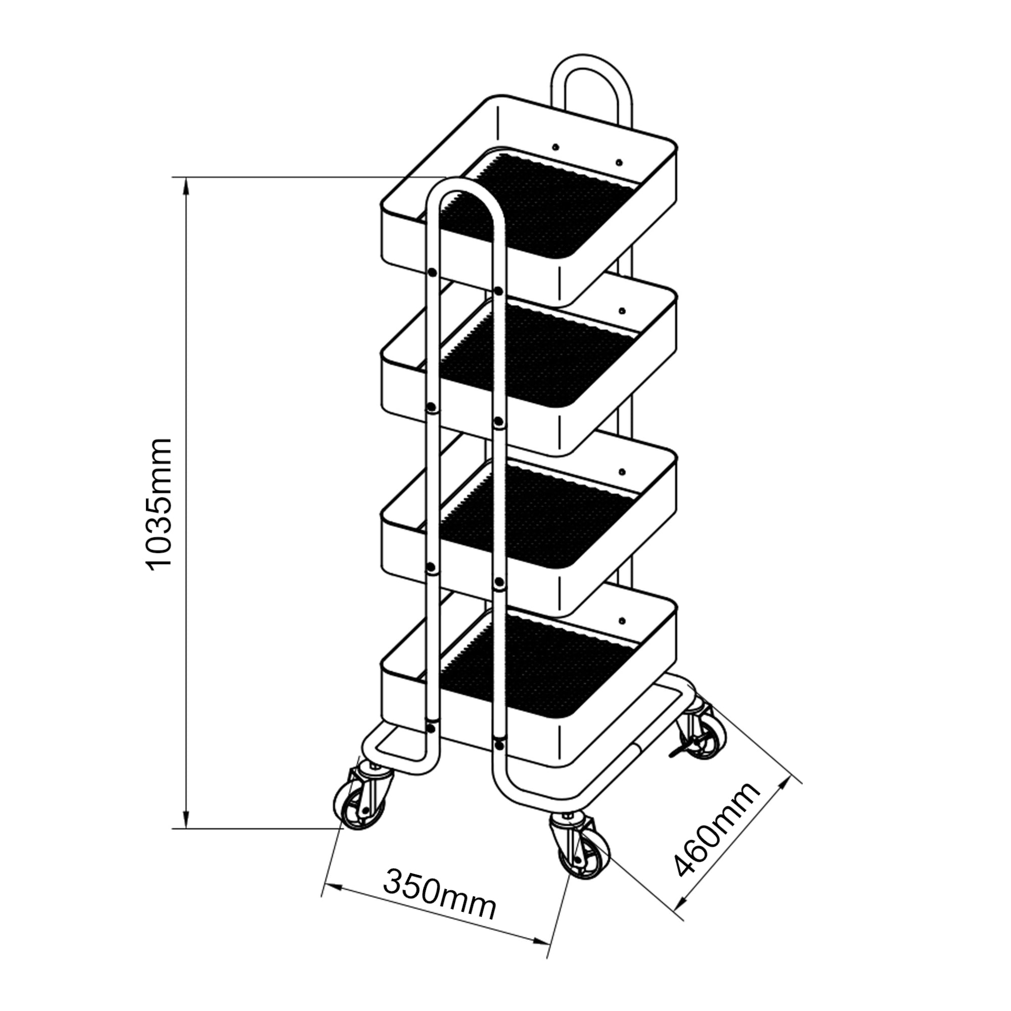 Carrello da Stoccaggio Pyhäntä con 4 Contenitori - Acciaio Giallo [en.casa]