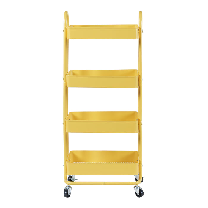 Carrello da Stoccaggio Pyhäntä con 4 Contenitori - Acciaio Giallo [en.casa]
