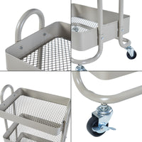 Carrello da Stoccaggio Pyhäntä con 4 Contenitori - Acciaio color Cammello [en.casa]