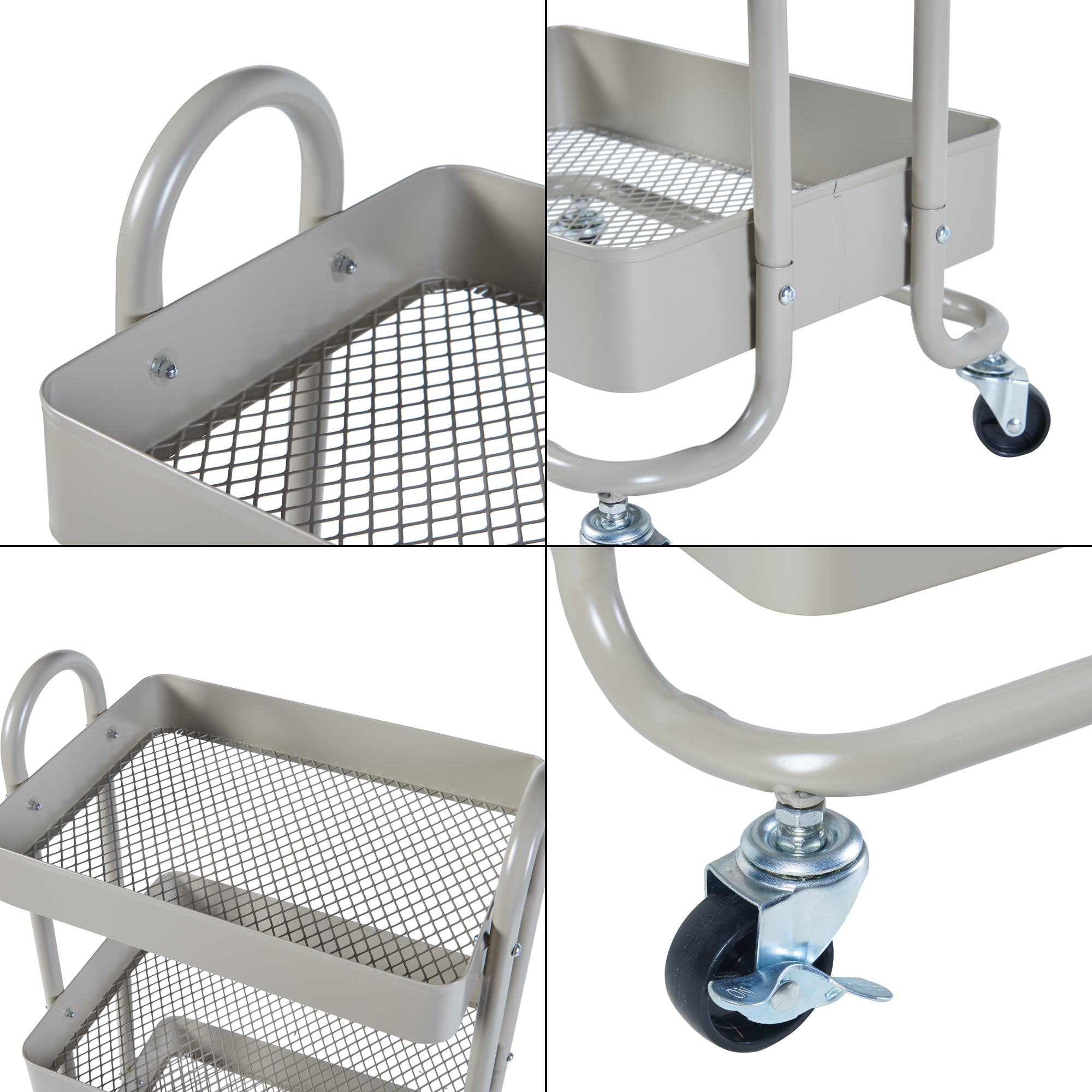 Carrello da Stoccaggio Pyhäntä con 4 Contenitori - Acciaio color Cammello [en.casa]