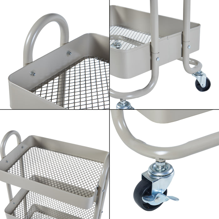 Carrello da Stoccaggio Pyhäntä con 4 Contenitori - Acciaio color Cammello [en.casa]