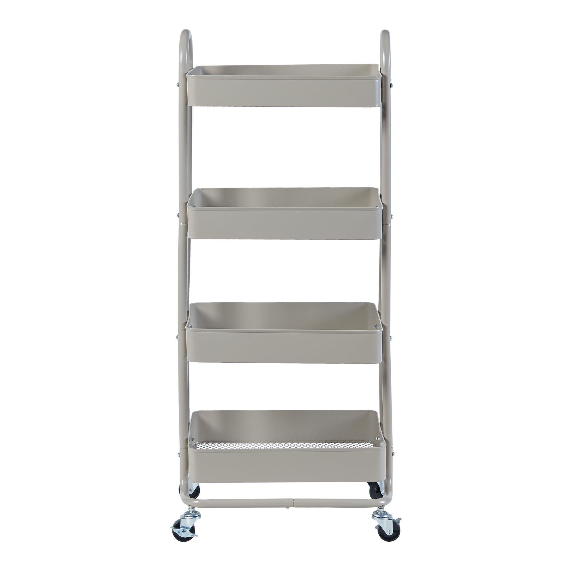 Carrello da Stoccaggio Pyhäntä con 4 Contenitori - Acciaio color Cammello [en.casa]