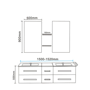 Mobile Bagno Nero 150 cm Lavabo Incluso – Rome