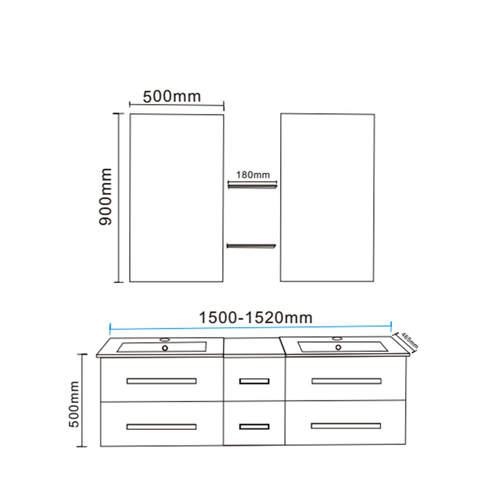 Mobile Bagno Nero 150 cm Lavabo Incluso – Rome