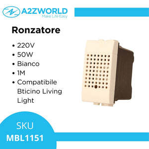 Ronzatore 220V 50W MBL Bianco 1M Compatibile Bticino Living Light BLB1501