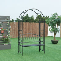 Pergola Arcuata Barile con Panchina Integrata - Nero casa.pro