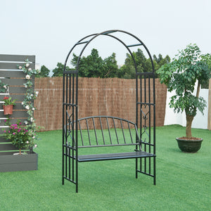 Pergola Arcuata Barile con Panchina Integrata - Nero casa.pro