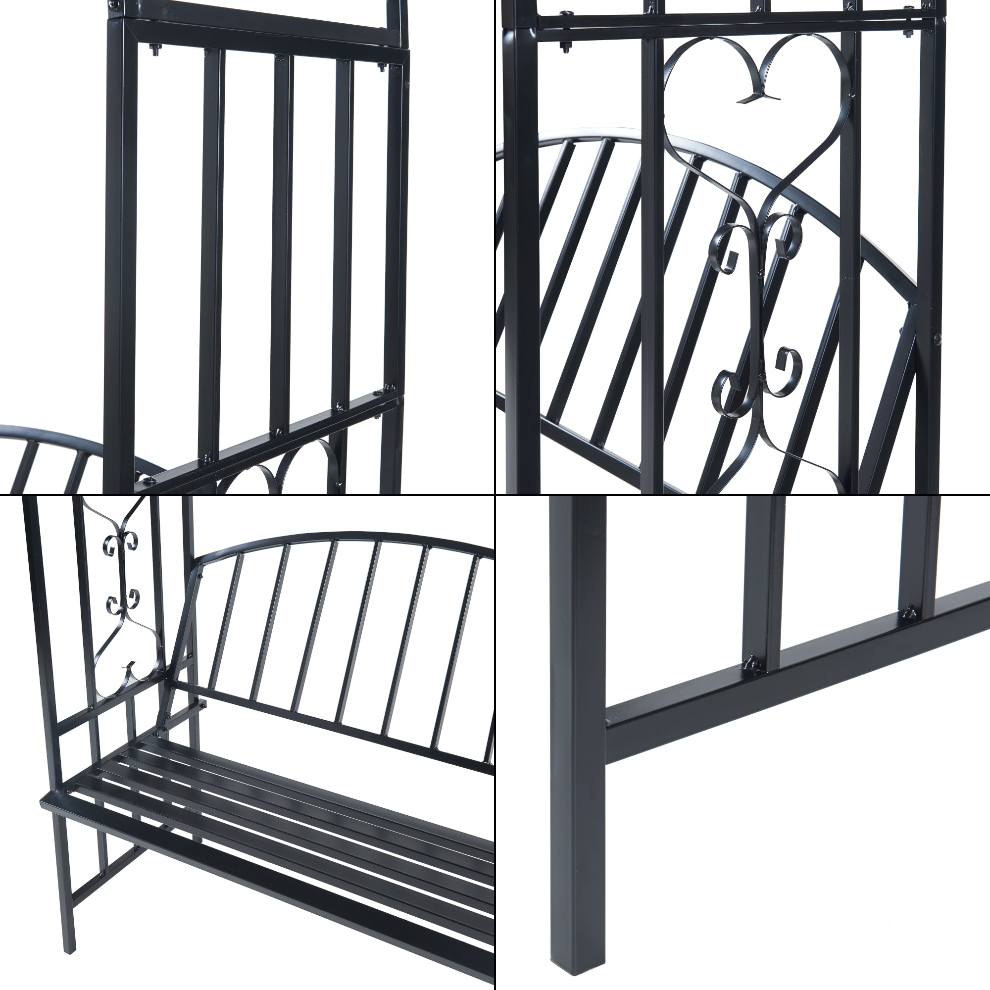 Pergola Arcuata Barile con Panchina Integrata - Nero casa.pro