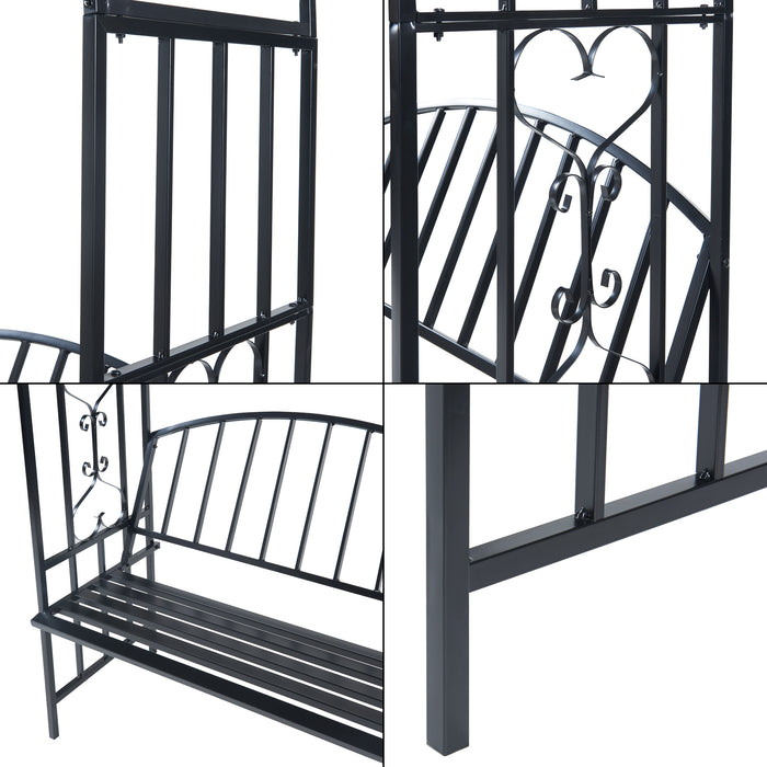 Pergola Arcuata Barile con Panchina Integrata - Nero casa.pro