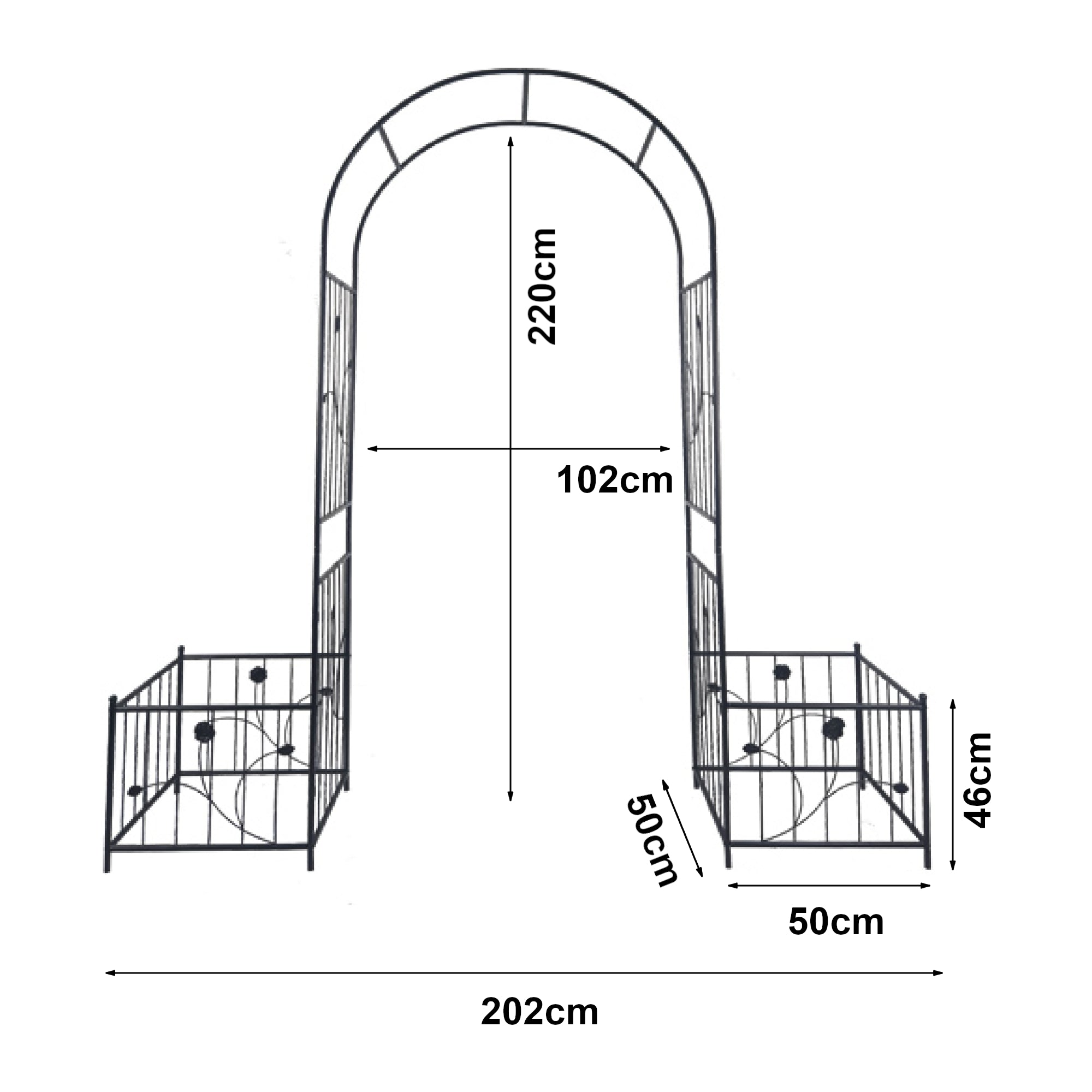 Pergola Arcuata Barisciano con Recinti per Piantare - Nero casa.pro