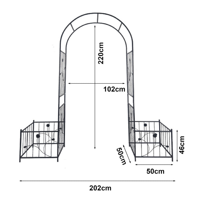 Pergola Arcuata Barisciano con Recinti per Piantare - Nero casa.pro