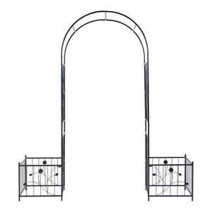 Pergola Arcuata Barisciano con Recinti per Piantare - Nero casa.pro