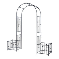 Arco per roseto 220 x 202 x 50 cm con fioriere in acciaio nero 03_0008858